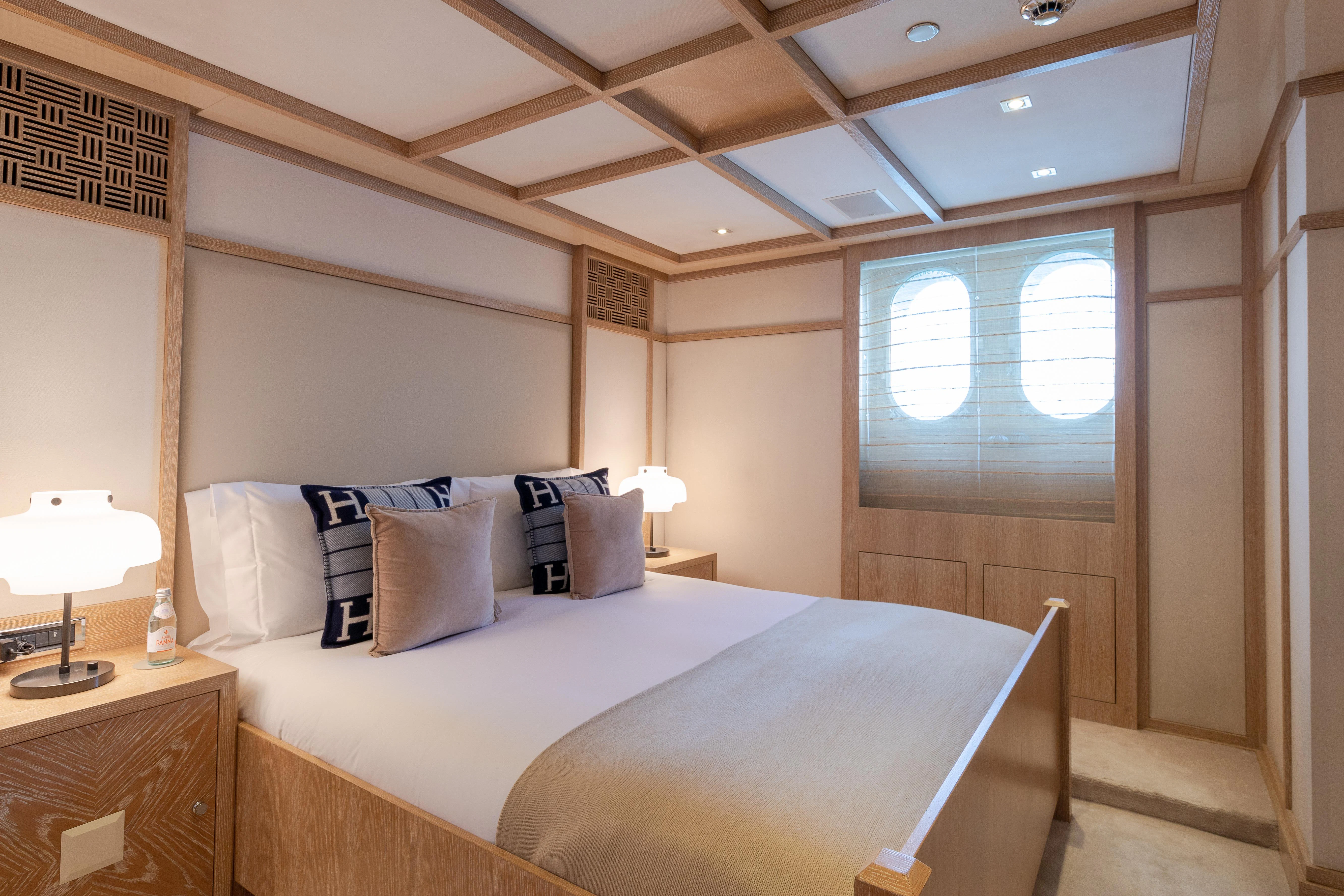 a bed in a room aboard FRIENDSHIP Yacht for Charter