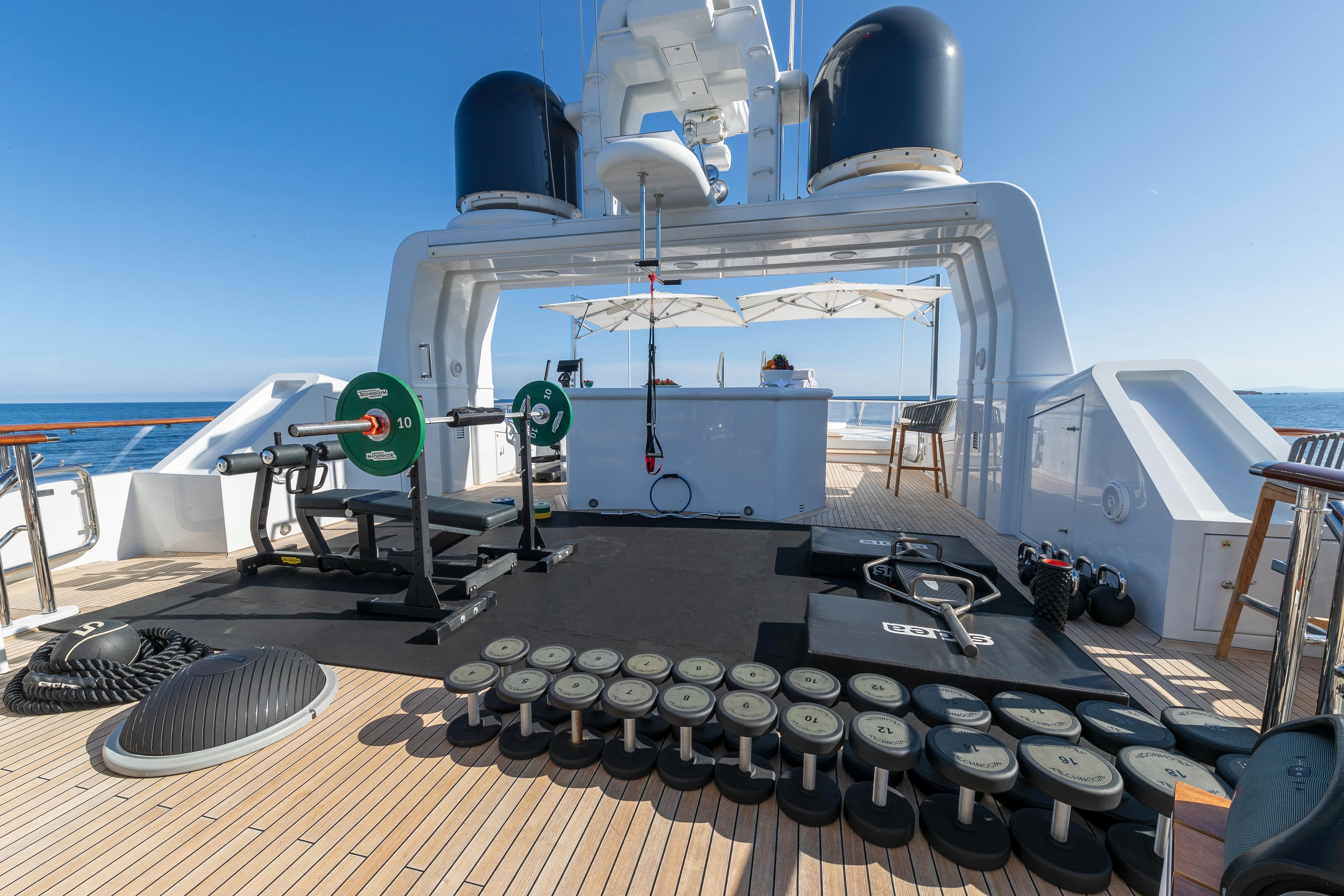 a machine on the deck aboard FRIENDSHIP Yacht for Charter