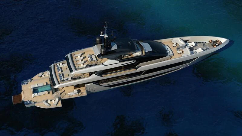 a high angle view of a ship aboard SAIRU Yacht for Sale