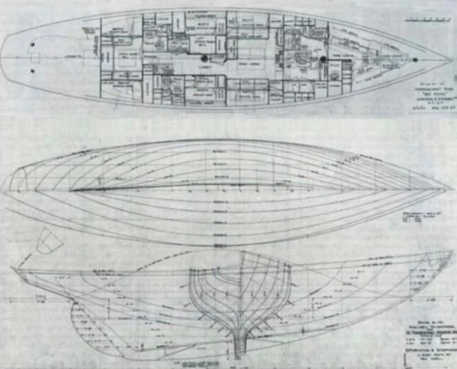 diagram, engineering drawing aboard SO FONG Yacht for Sale