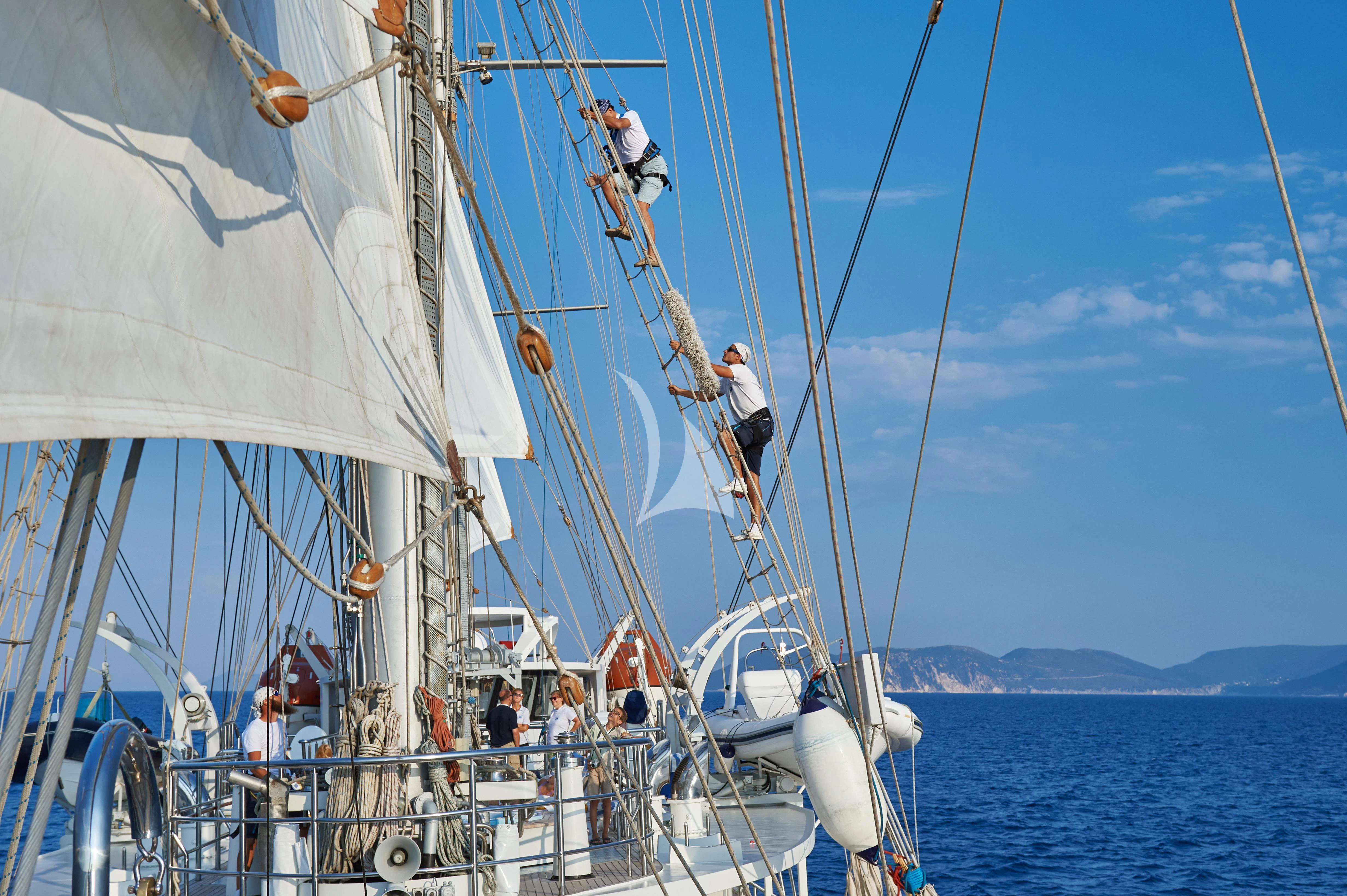 a group of people on a sailboat aboard RUNNING ON WAVES Yacht for Charter