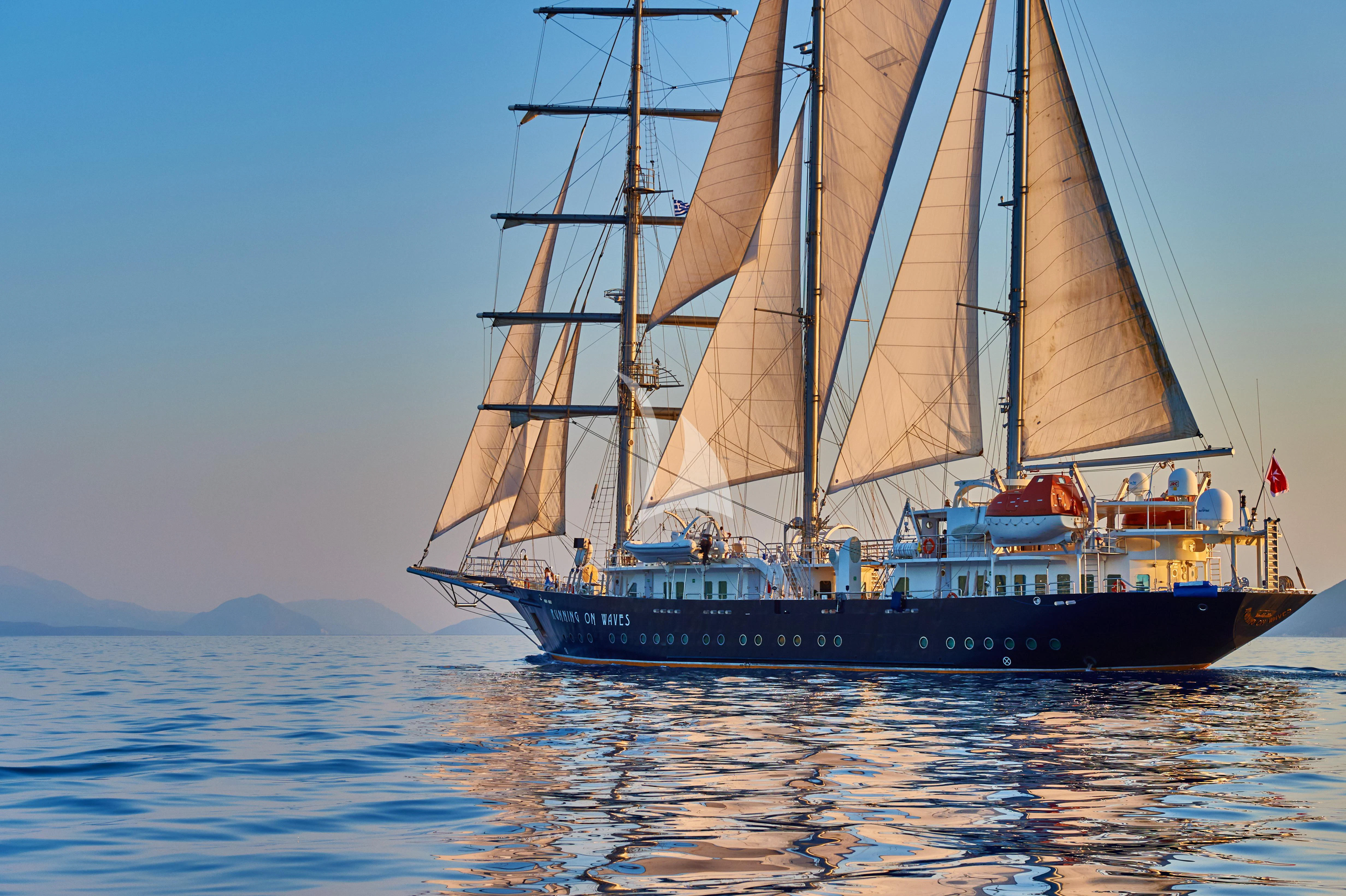 a sailboat on the water aboard RUNNING ON WAVES Yacht for Charter