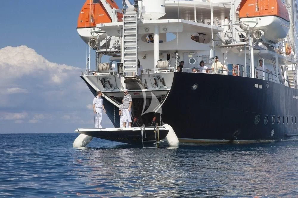 a boat on the water aboard RUNNING ON WAVES Yacht for Charter