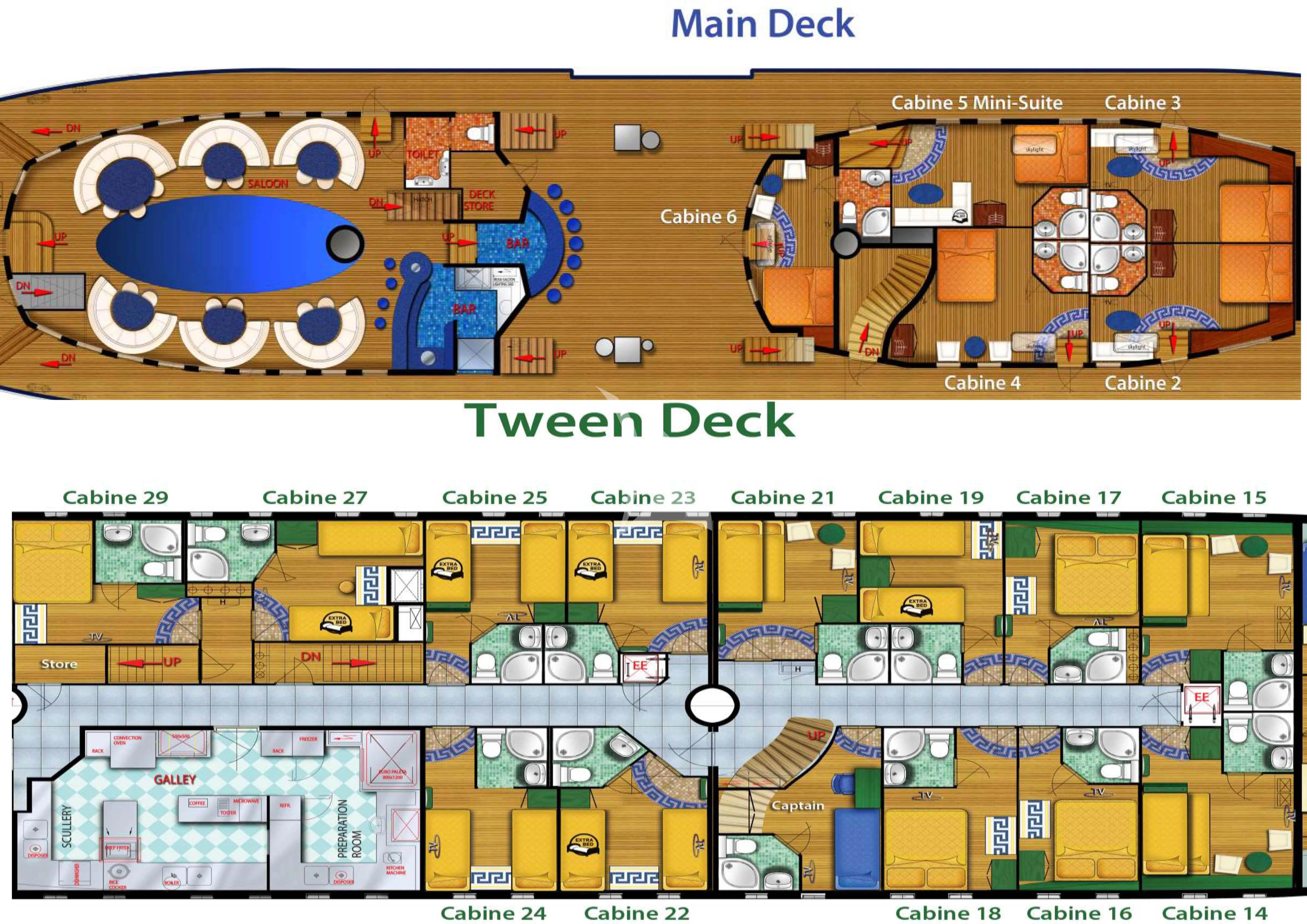 diagram aboard RUNNING ON WAVES Yacht for Charter