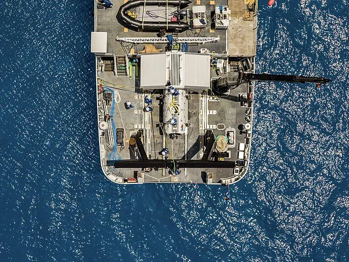 a satellite in the ocean aboard DAGON Yacht for Sale