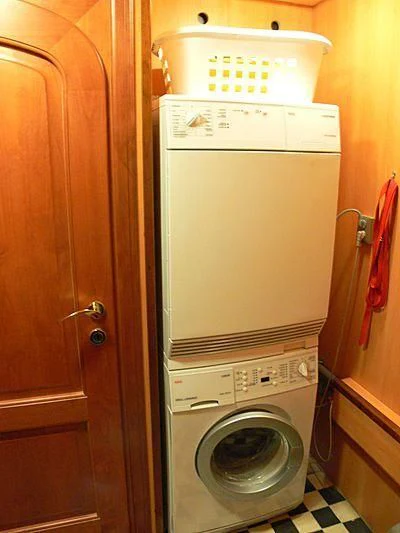 a washing machine in a room aboard 54M SUPERYACHT HULL Yacht for Sale