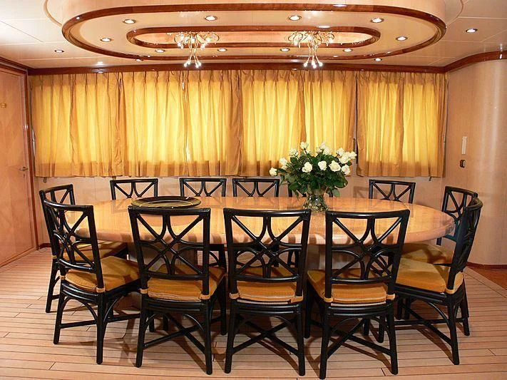 a dining room table aboard 54M SUPERYACHT HULL Yacht for Sale