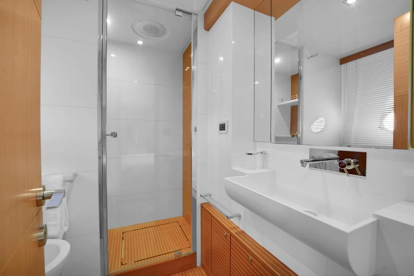 a bathroom with a tub sink and a shower unit aboard FERRETTI YACHTS F800 Yacht for Sale