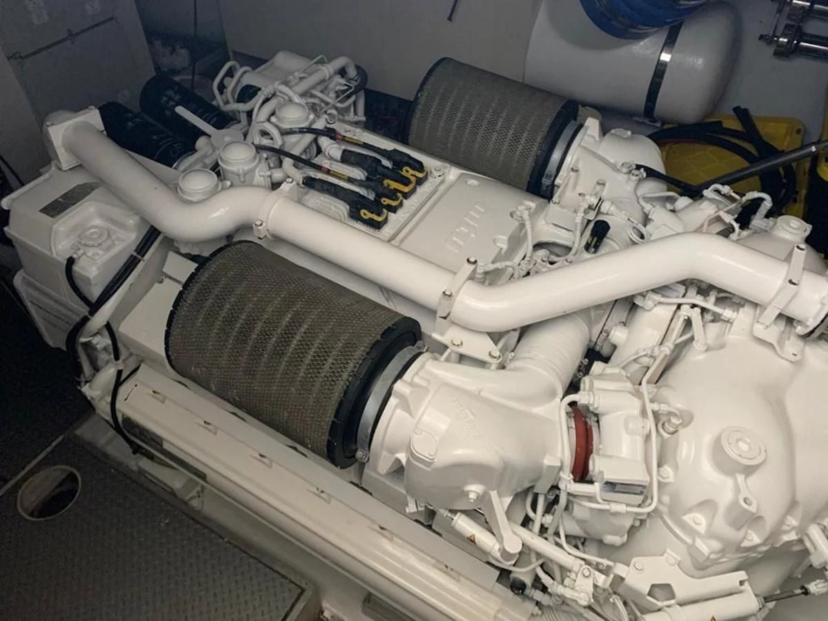 a car with a hood open aboard FERRETTI YACHTS F800 Yacht for Sale