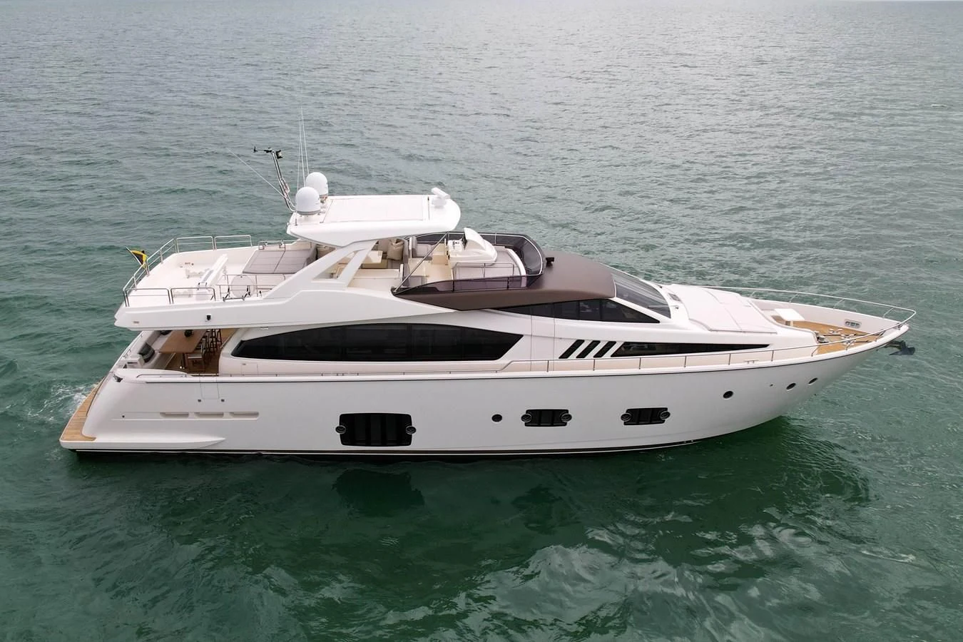 a white yacht in the water aboard FERRETTI YACHTS F800 Yacht for Sale