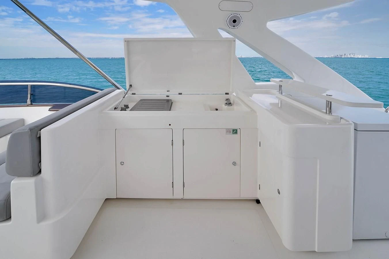 a boat on the water aboard FERRETTI YACHTS F800 Yacht for Sale