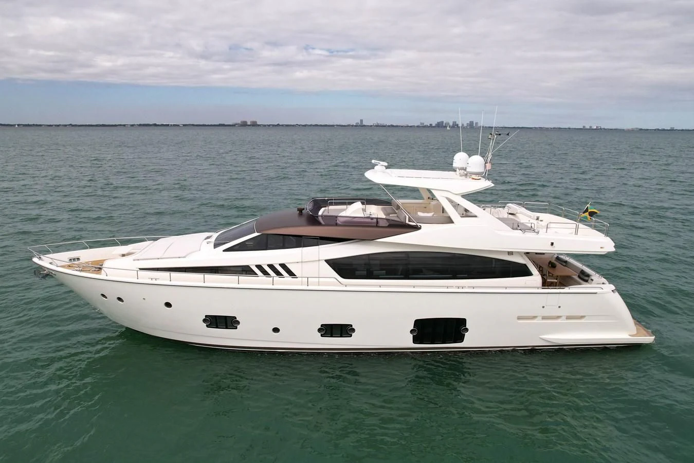 a white yacht in the ocean aboard FERRETTI YACHTS F800 Yacht for Sale