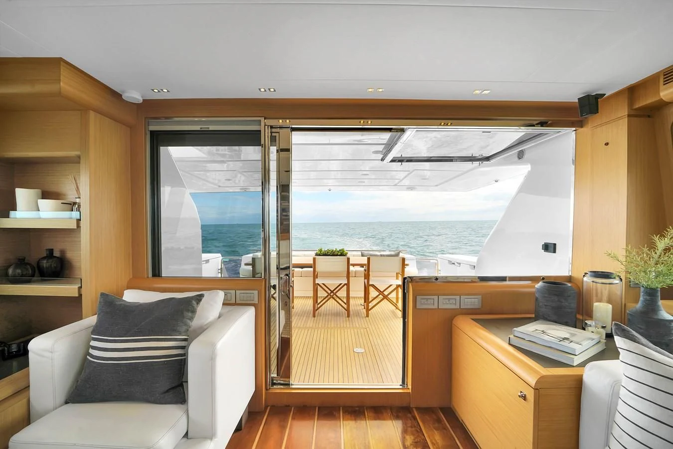 a room with a view of the ocean aboard FERRETTI YACHTS F800 Yacht for Sale