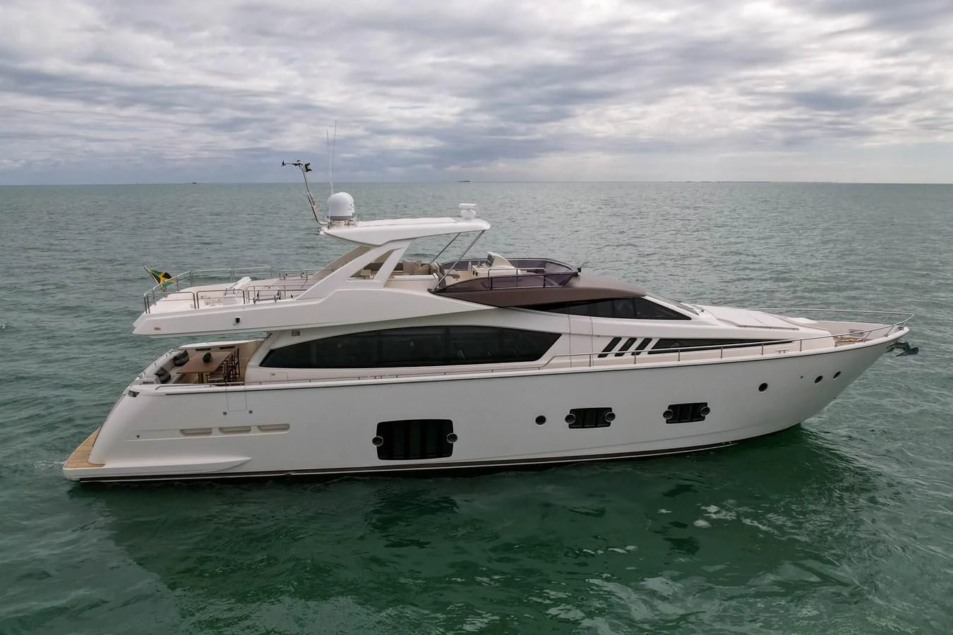 a white yacht in the water aboard FERRETTI YACHTS F800 Yacht for Sale