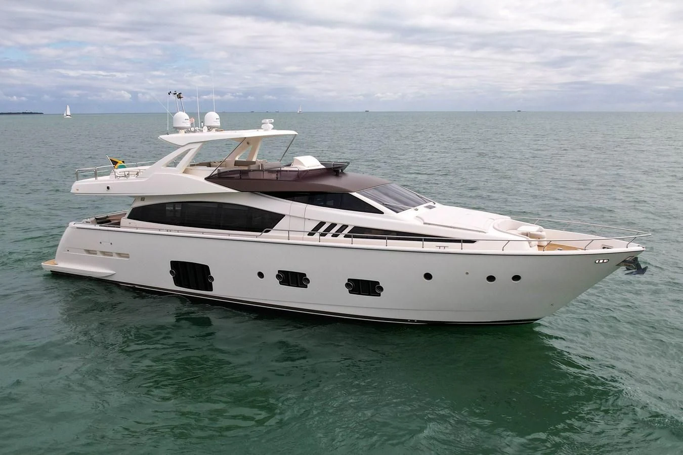 a white yacht in the water aboard FERRETTI YACHTS F800 Yacht for Sale