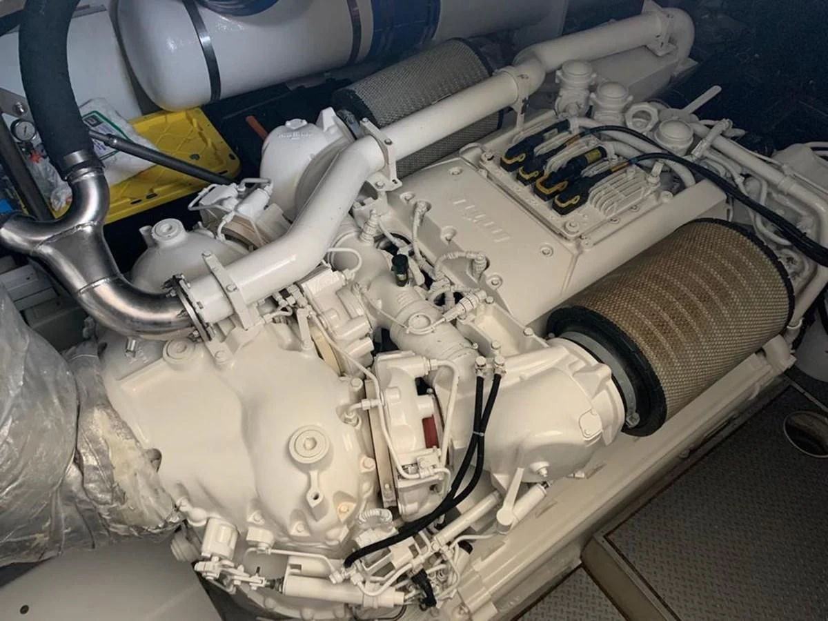 a car engine with a few parts aboard FERRETTI YACHTS F800 Yacht for Sale