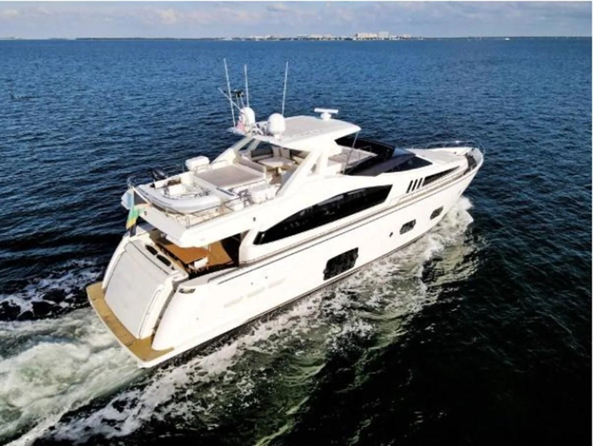 a boat on the water aboard FERRETTI YACHTS F800 Yacht for Sale