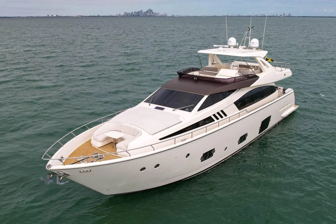 a white boat in the water aboard FERRETTI YACHTS F800 Yacht for Sale