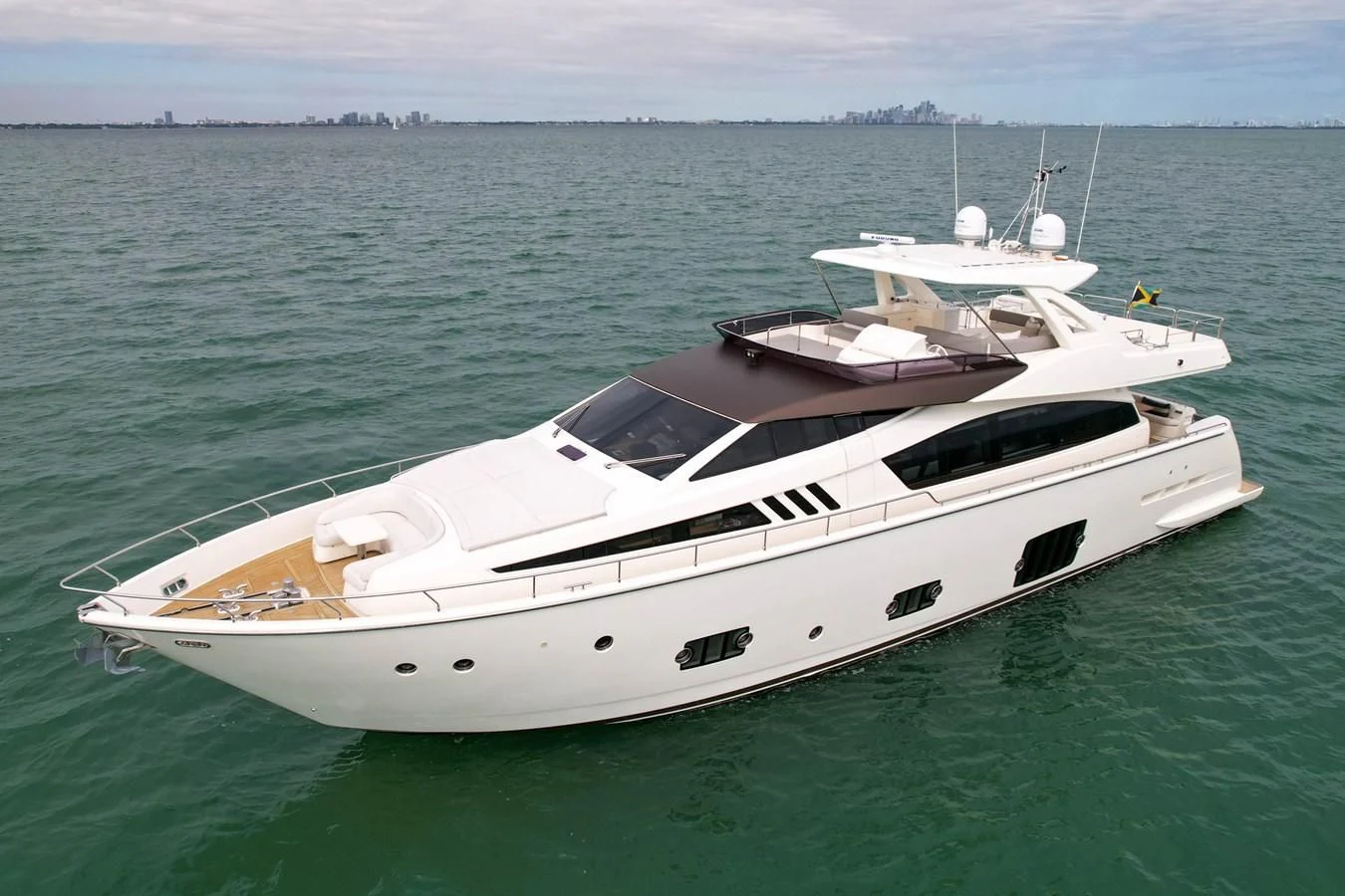 a white yacht in the water aboard FERRETTI YACHTS F800 Yacht for Sale