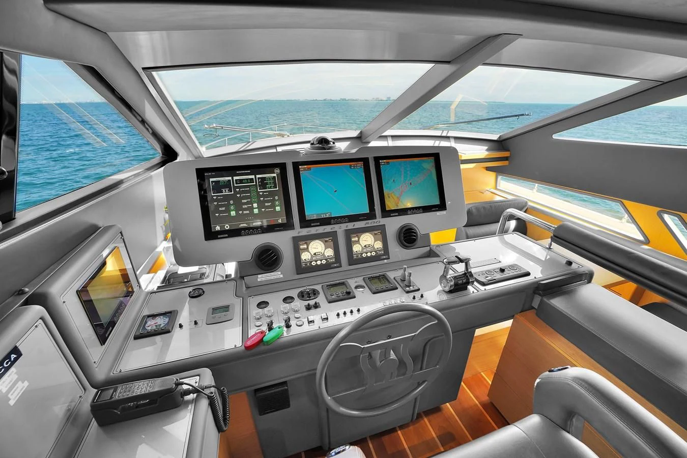inside of a car aboard FERRETTI YACHTS F800 Yacht for Sale
