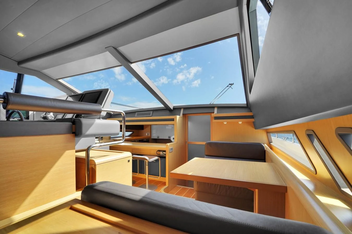 inside of a building with a large window aboard FERRETTI YACHTS F800 Yacht for Sale