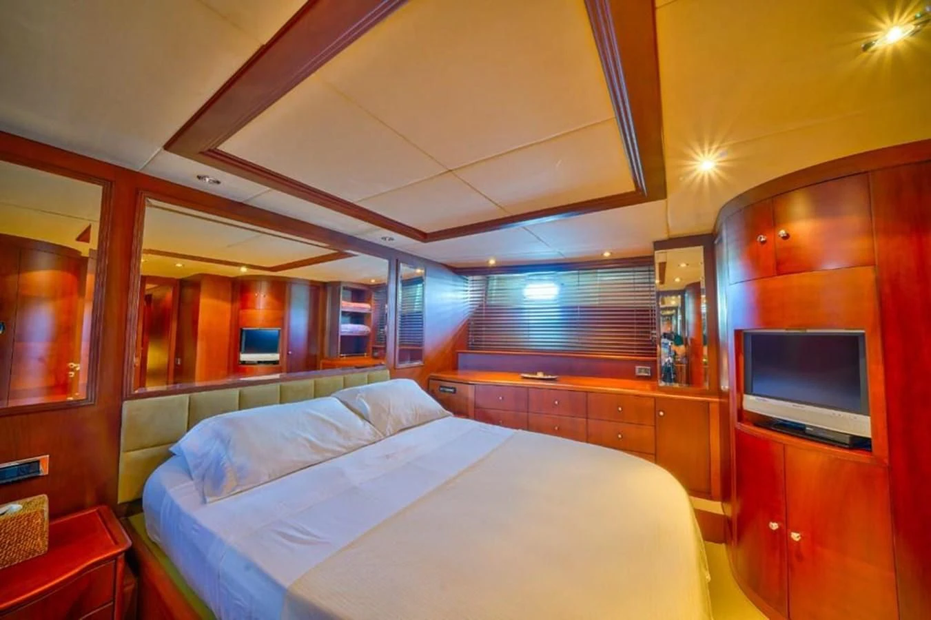 a room with two beds aboard DANIELA Yacht for Sale