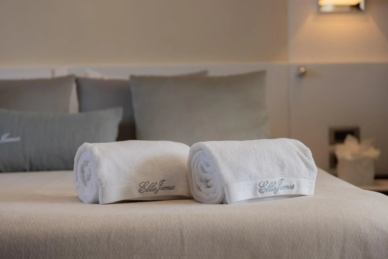 a couch with pillows on it aboard ELLIE JAMES Yacht for Sale