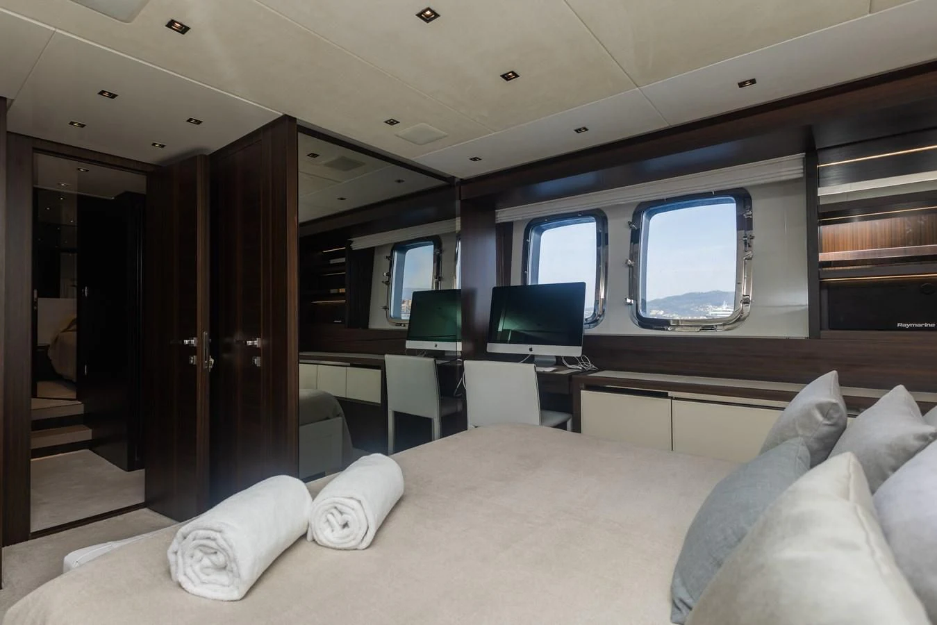 a bed in a room aboard ELLIE JAMES Yacht for Sale