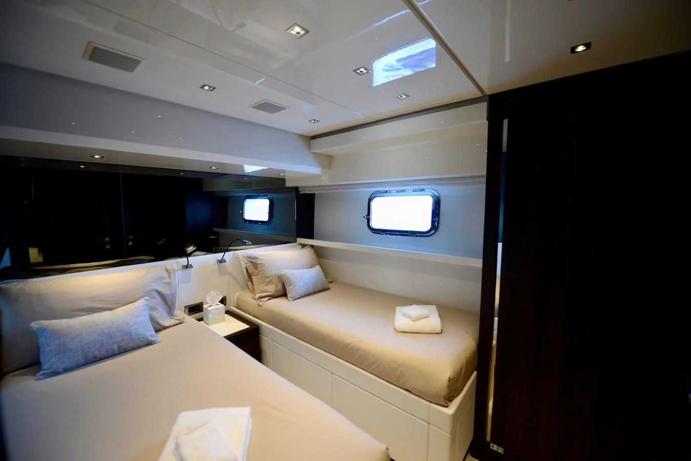 a room with two beds aboard ELLIE JAMES Yacht for Sale