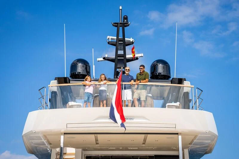 a group of people on a boat aboard BANDAZUL Yacht for Sale