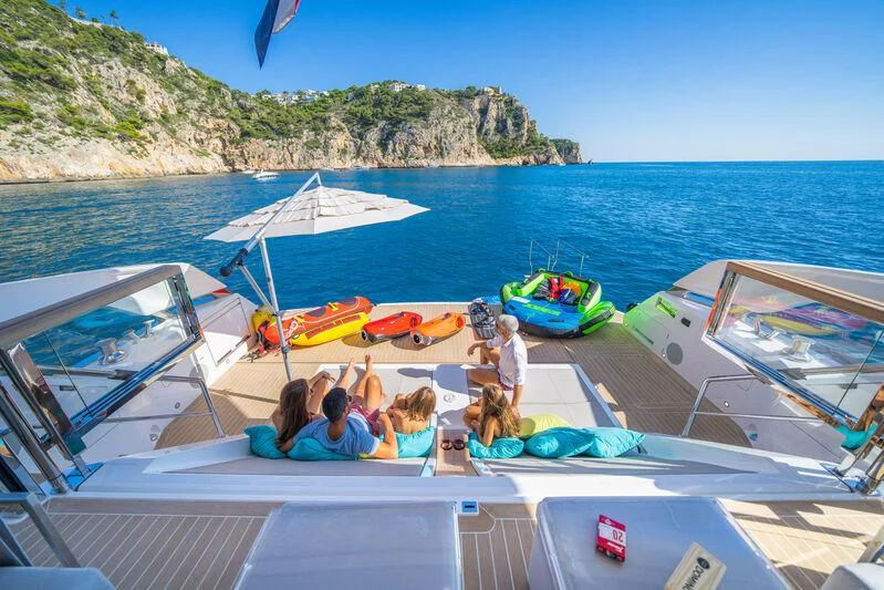 a group of people on a boat aboard BANDAZUL Yacht for Sale