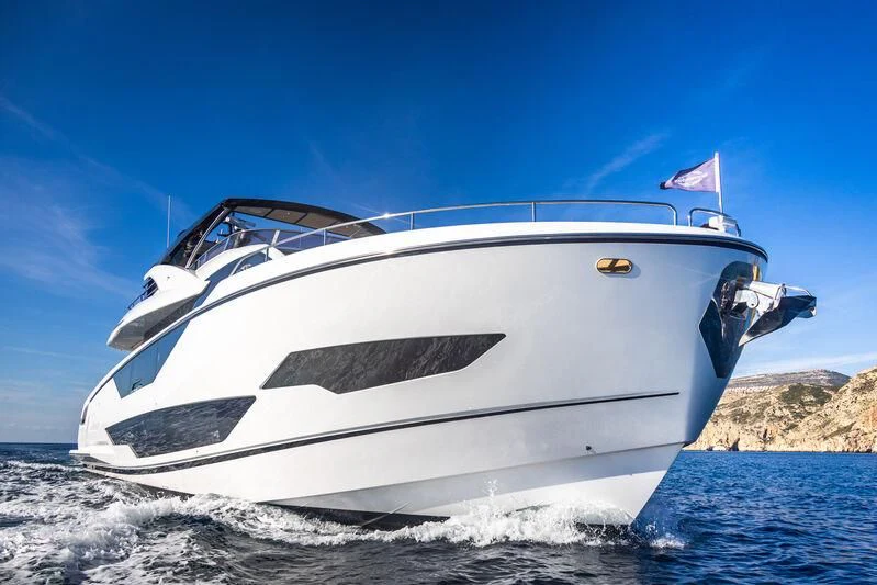 a white yacht on the water aboard BANDAZUL Yacht for Sale