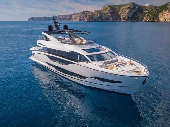 a white yacht in the water aboard BANDAZUL Yacht for Sale
