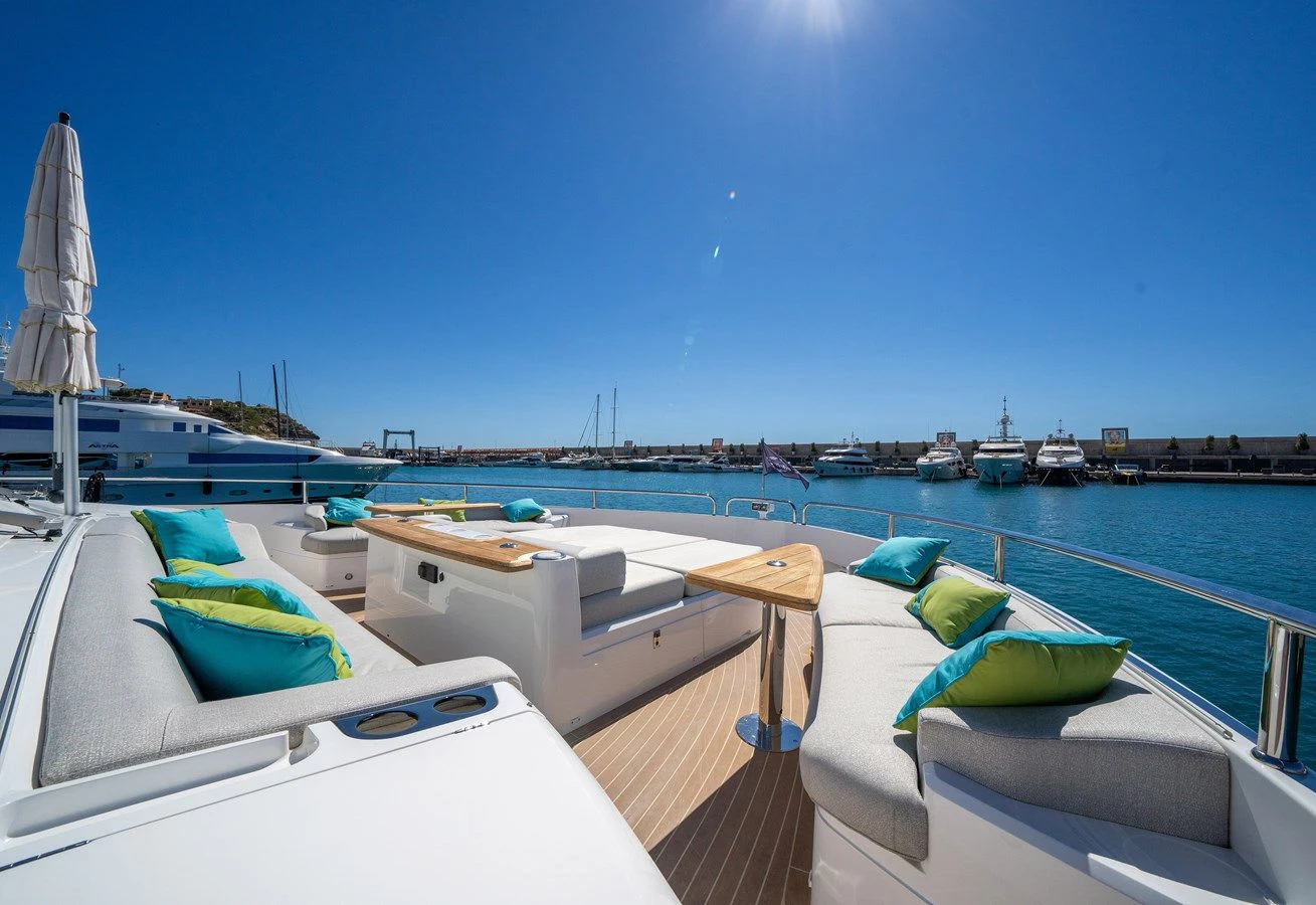 a boat docked at a pier aboard BANDAZUL Yacht for Sale