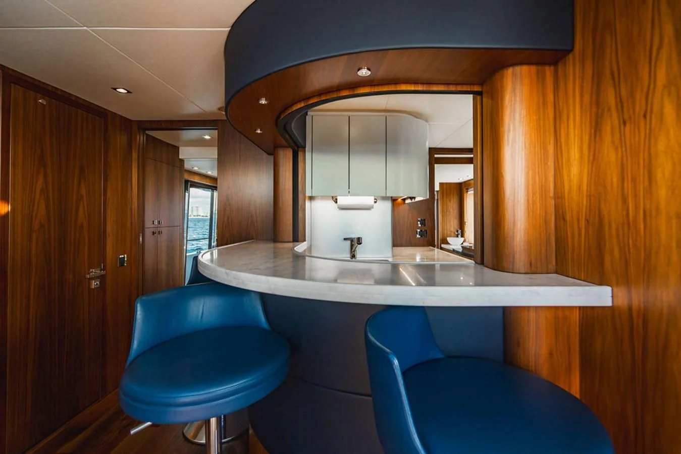 a bathroom with a large mirror aboard SEA-ZAR Yacht for Sale