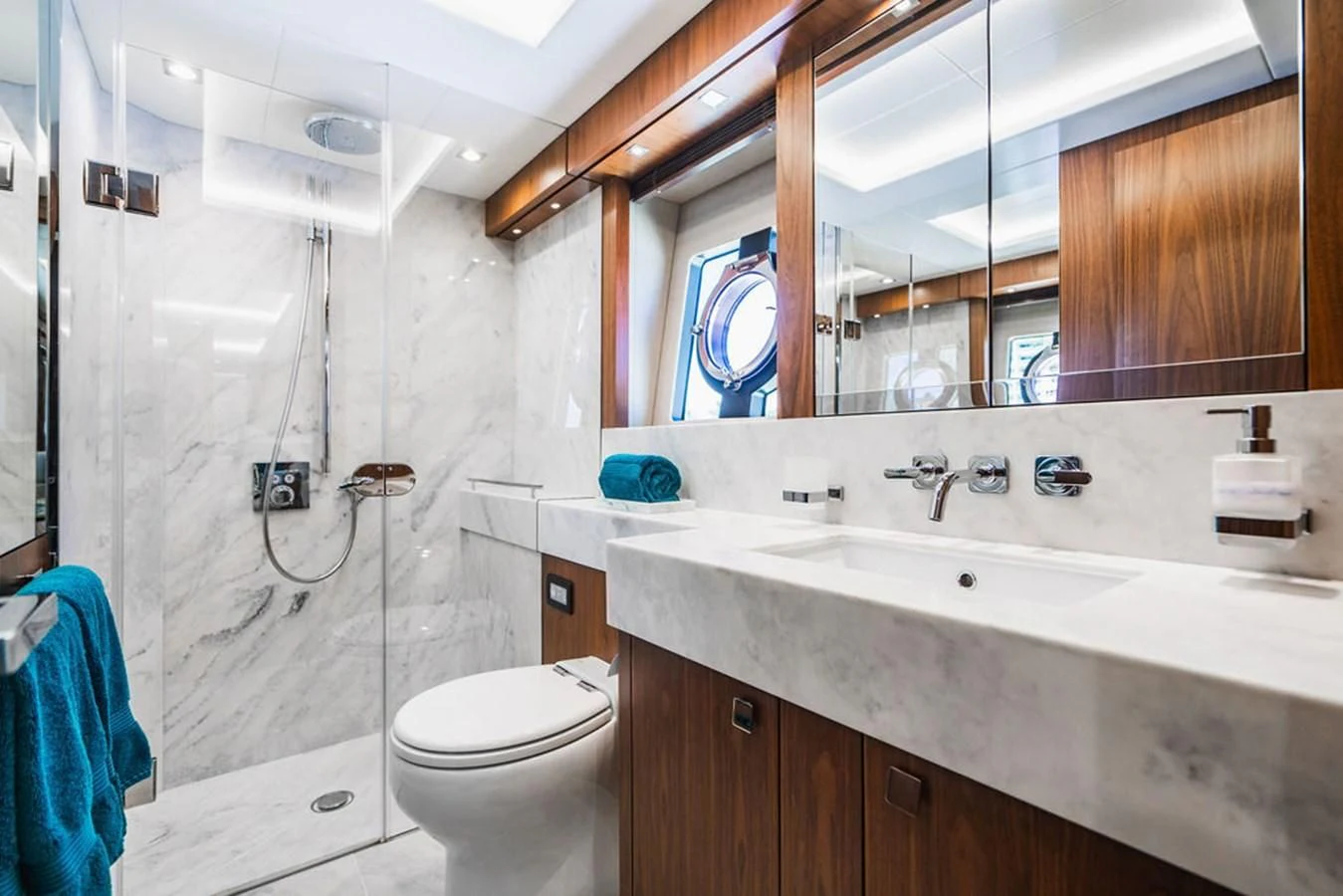 a bathroom with a sink and a toilet aboard SEA-ZAR Yacht for Sale