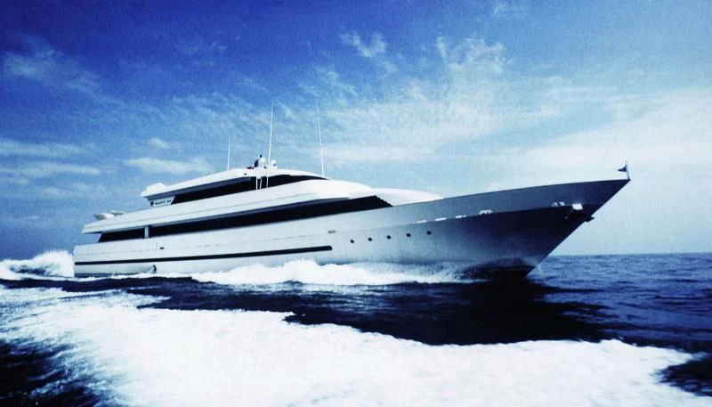 a white yacht in the water aboard AL FAHEDI Yacht for Sale