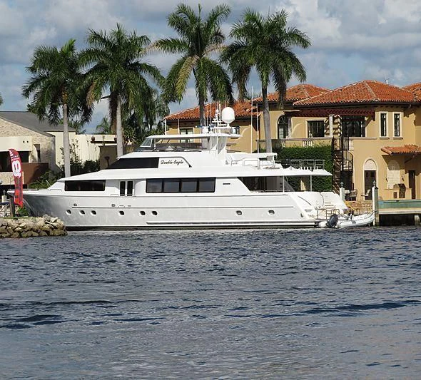 a white boat on the water aboard DOUBLE EAGLE Yacht for Sale