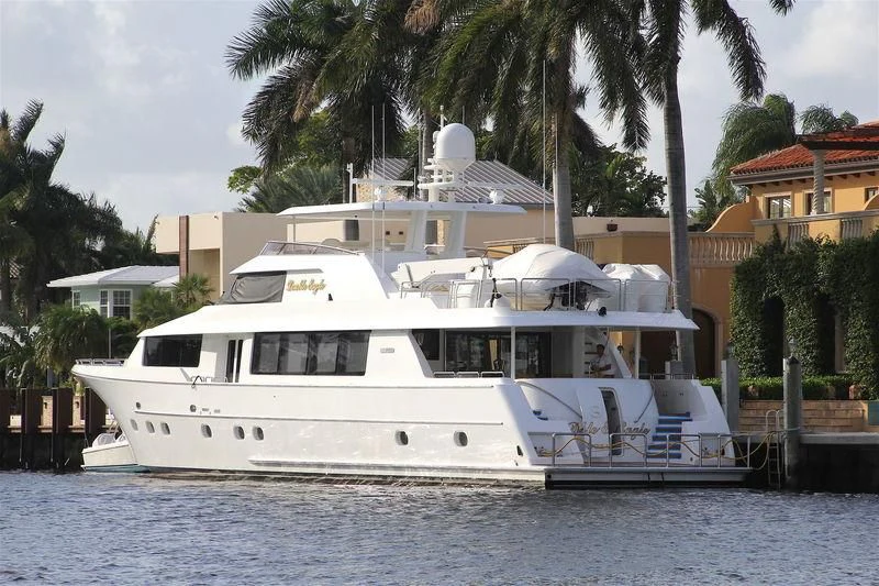 a white boat in the water aboard DOUBLE EAGLE Yacht for Sale