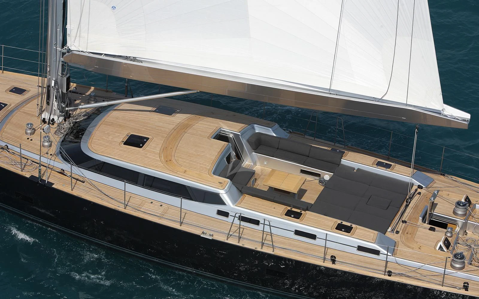 a large ship in the water aboard BLACK LION Yacht for Sale