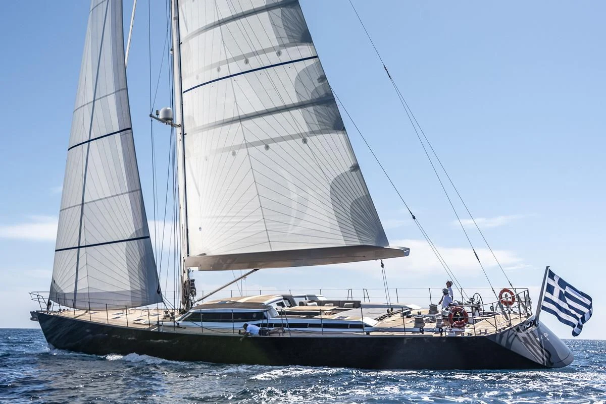 a sailboat on the water aboard BLACK LION Yacht for Sale
