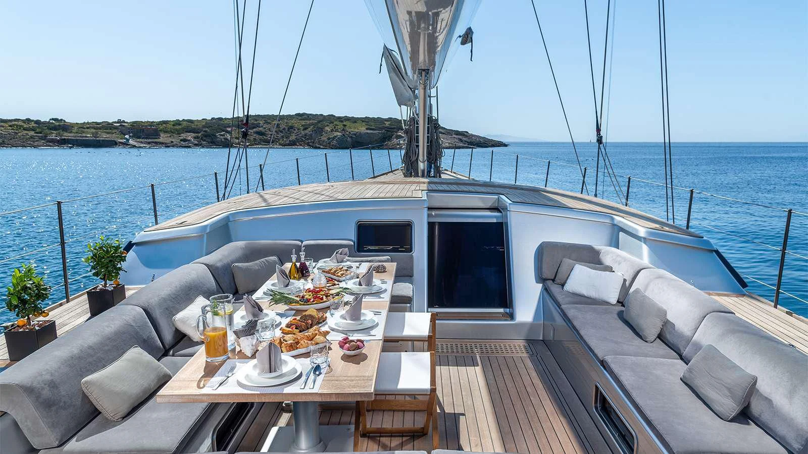 a table on a boat aboard BLACK LION Yacht for Sale