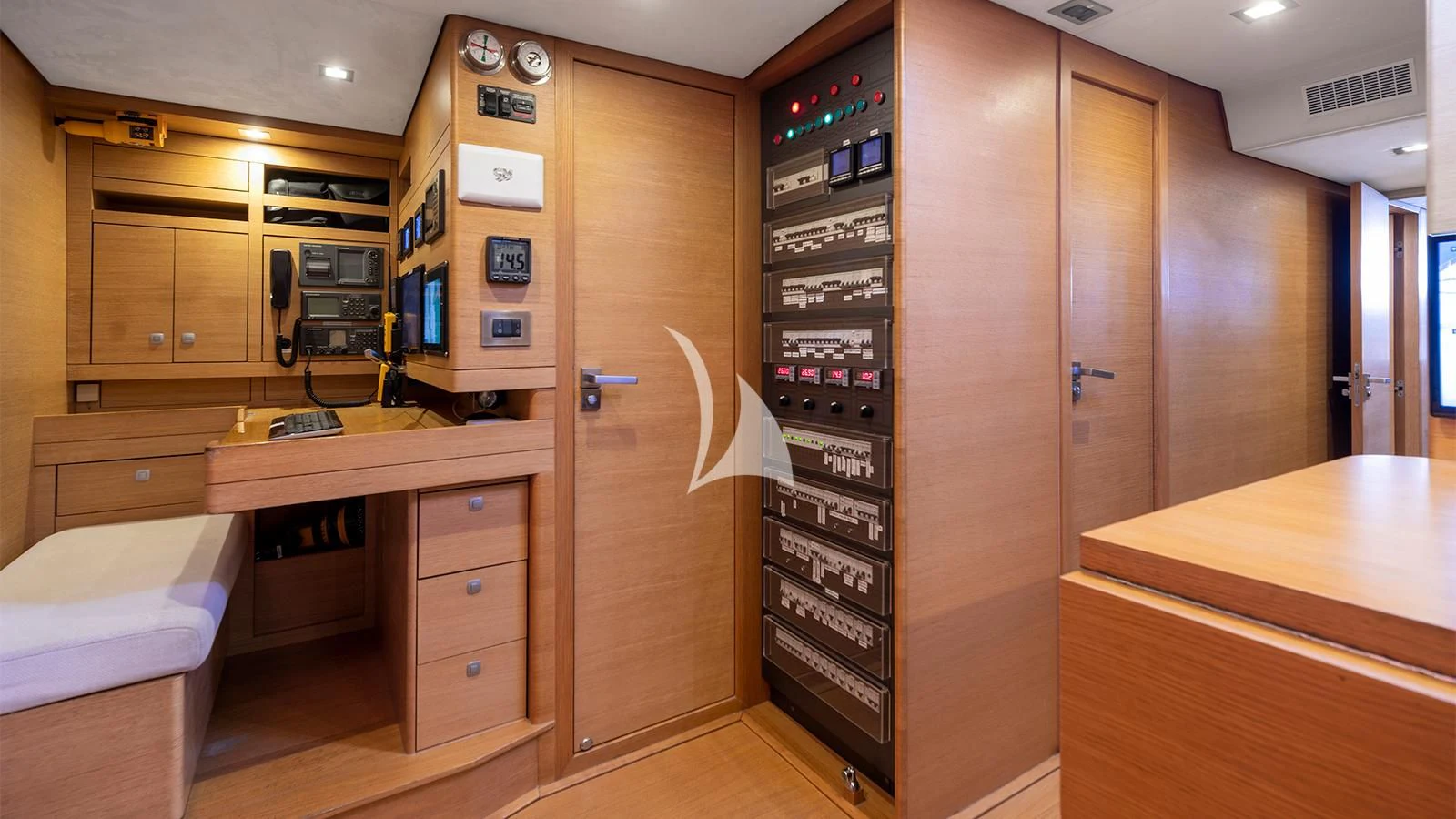 a room with a desk and a computer aboard BLACK LION Yacht for Sale