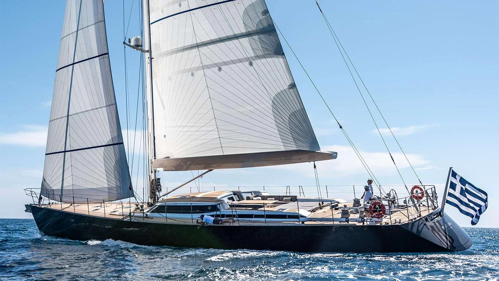 a sailboat on the water aboard BLACK LION Yacht for Sale
