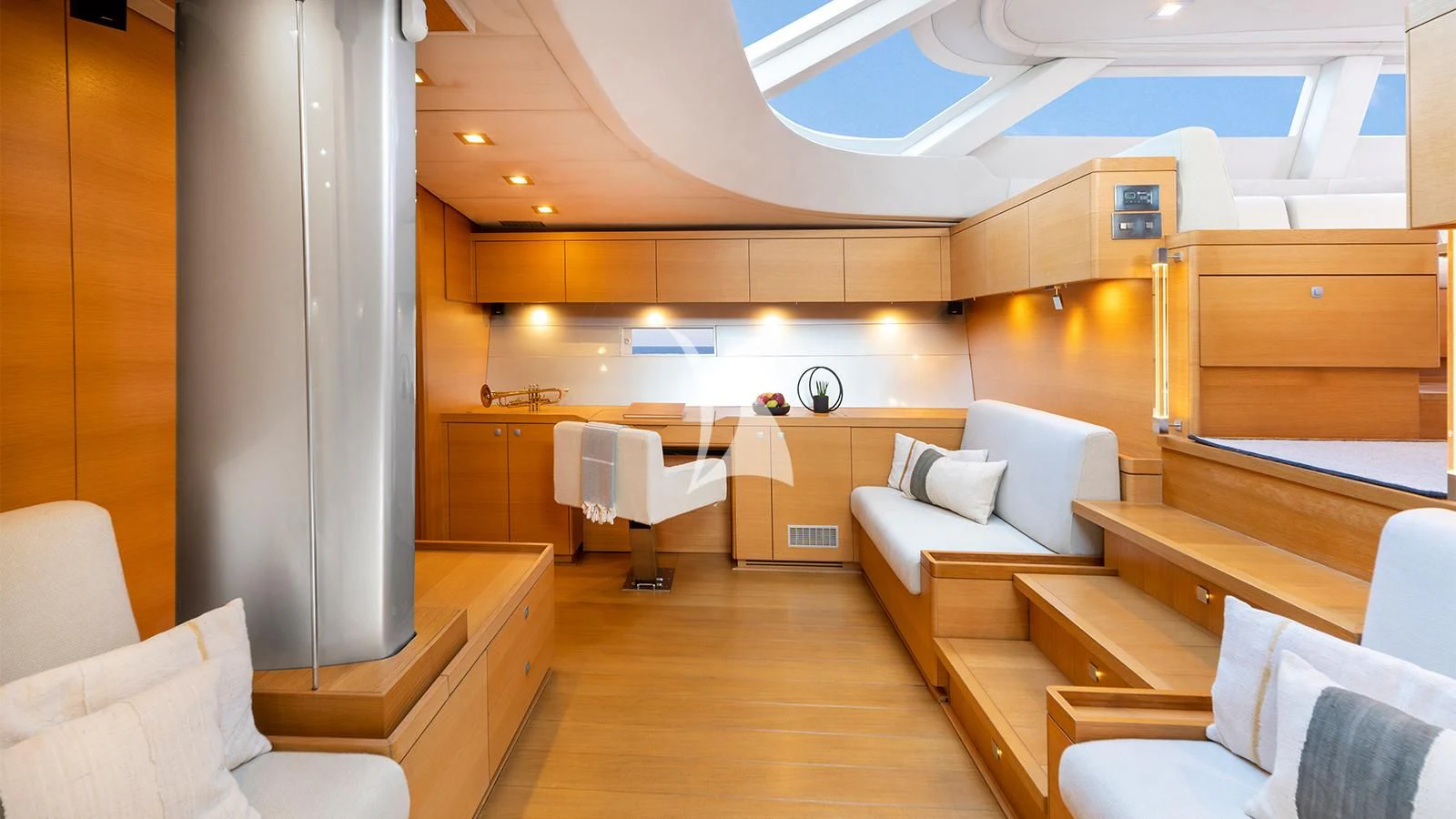 a room with a couch and a table aboard BLACK LION Yacht for Sale