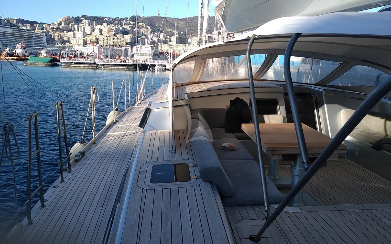 a person sitting on a boat aboard BLACK LION Yacht for Sale