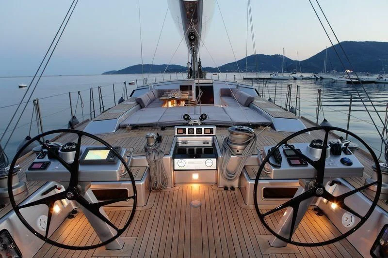 a boat on a deck aboard BLACK LION Yacht for Sale