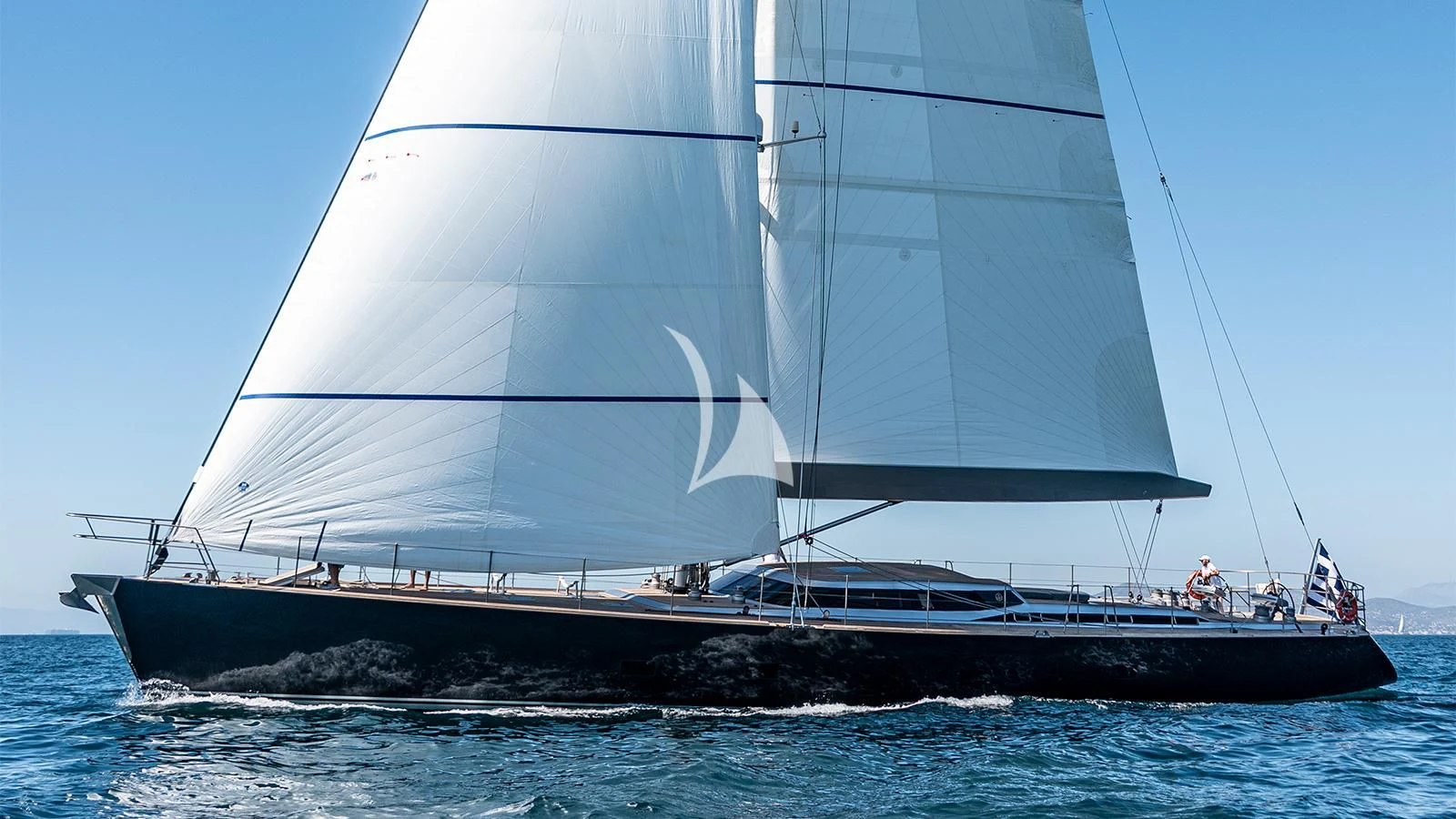 a large sailboat on the water aboard BLACK LION Yacht for Sale