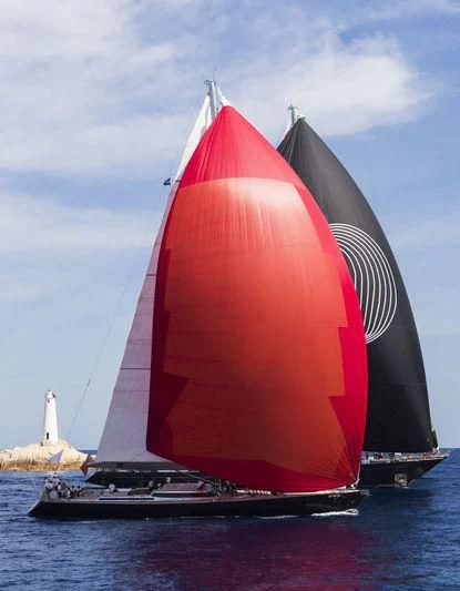 a large sailboat on the water aboard BLACK LION Yacht for Sale