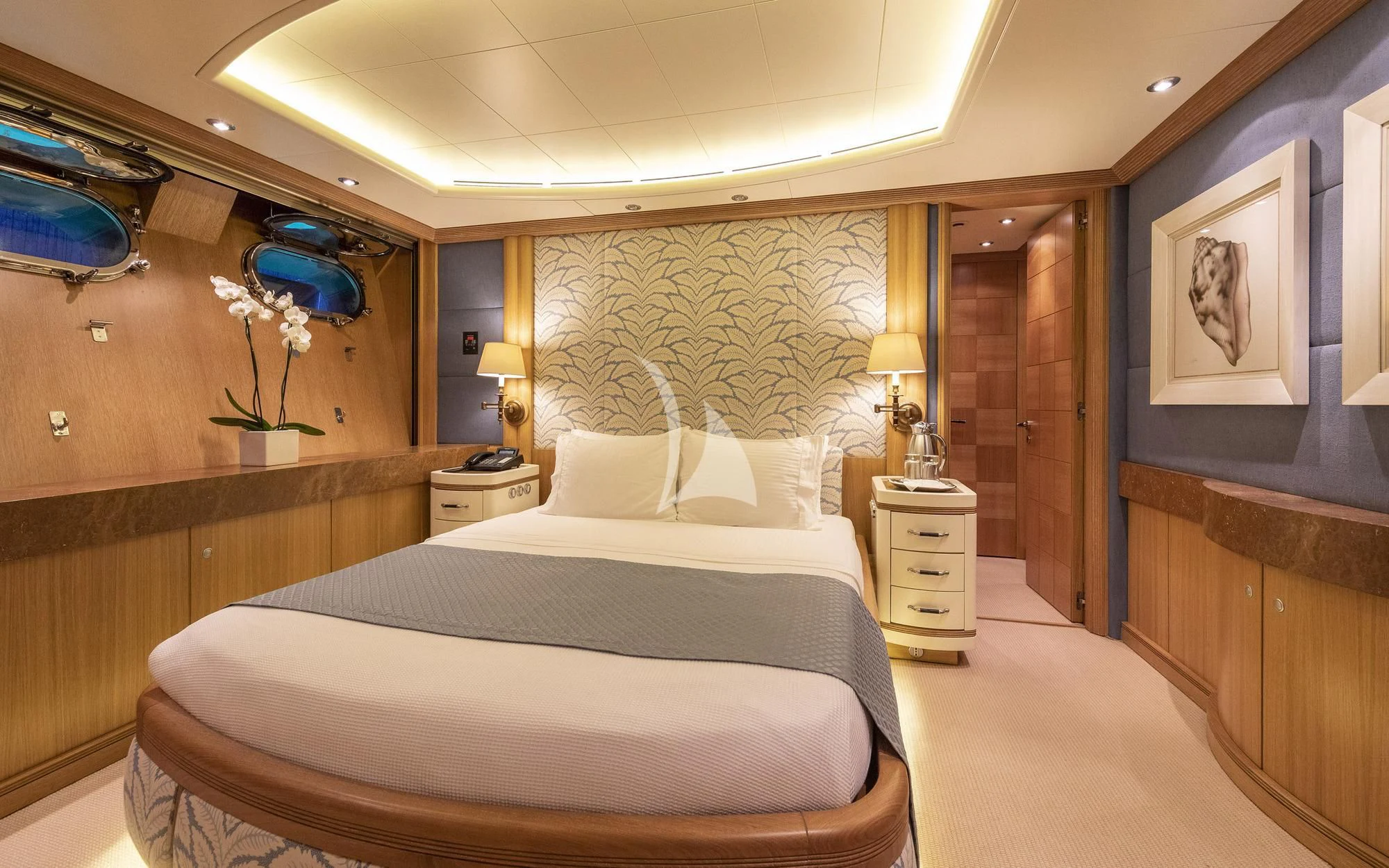 a room with two beds aboard ALEXANDRA Yacht for Charter